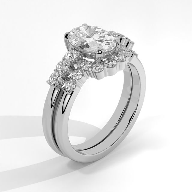 Elegant Oval Bridal Ring Set