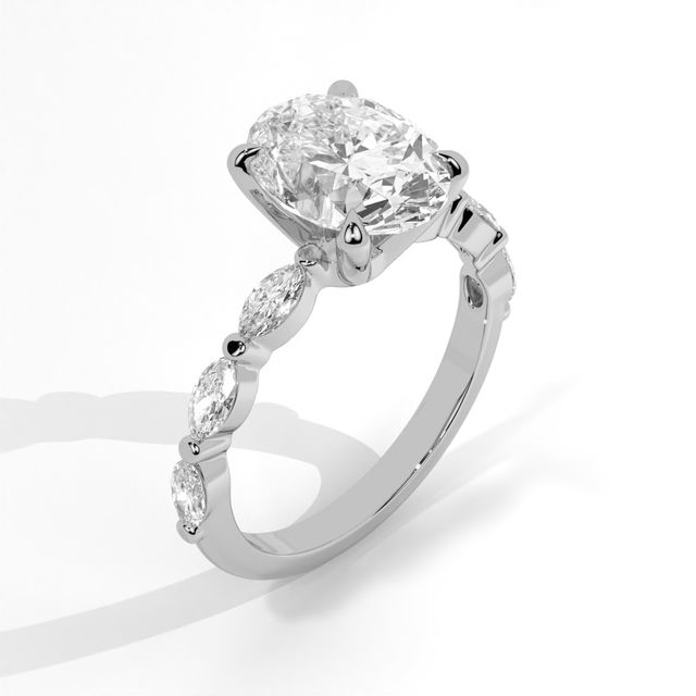 Cushion Cut Marquise Side Ring