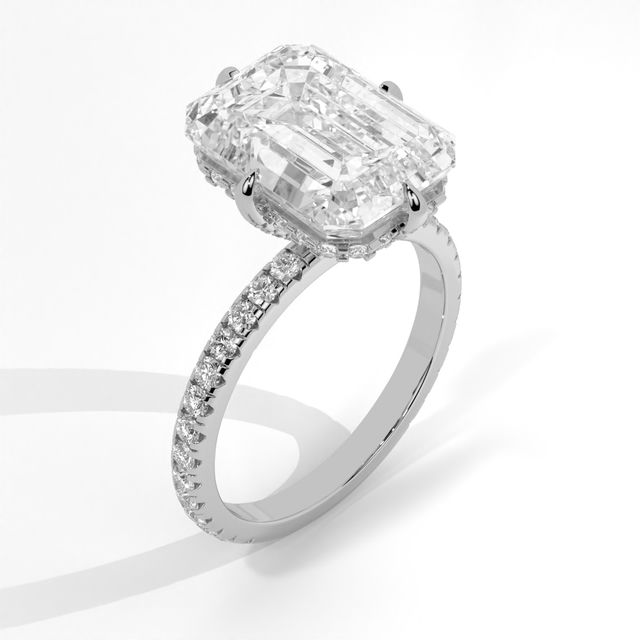 Celestial Emerald Halo Solitaire Diamond Ring