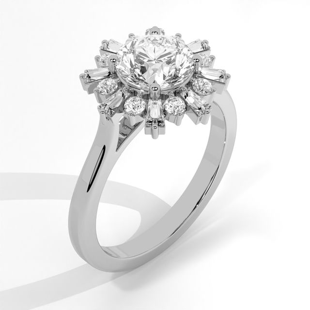 Starburst Diamond Cluster Ring