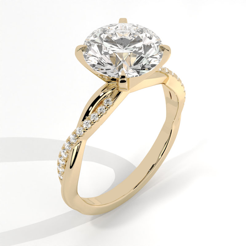 Twisted Pavé Solitaire Diamond Ring — view 1 of 4