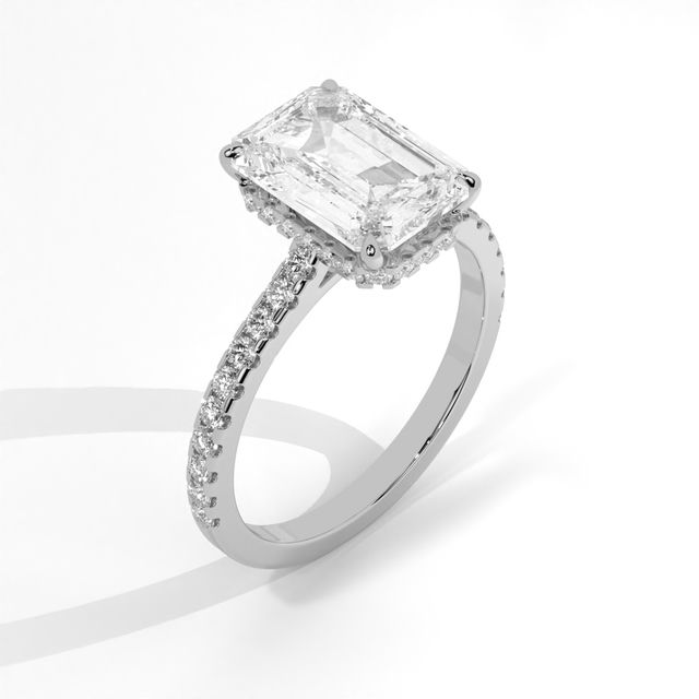 Emerald Diamond Halo Ring