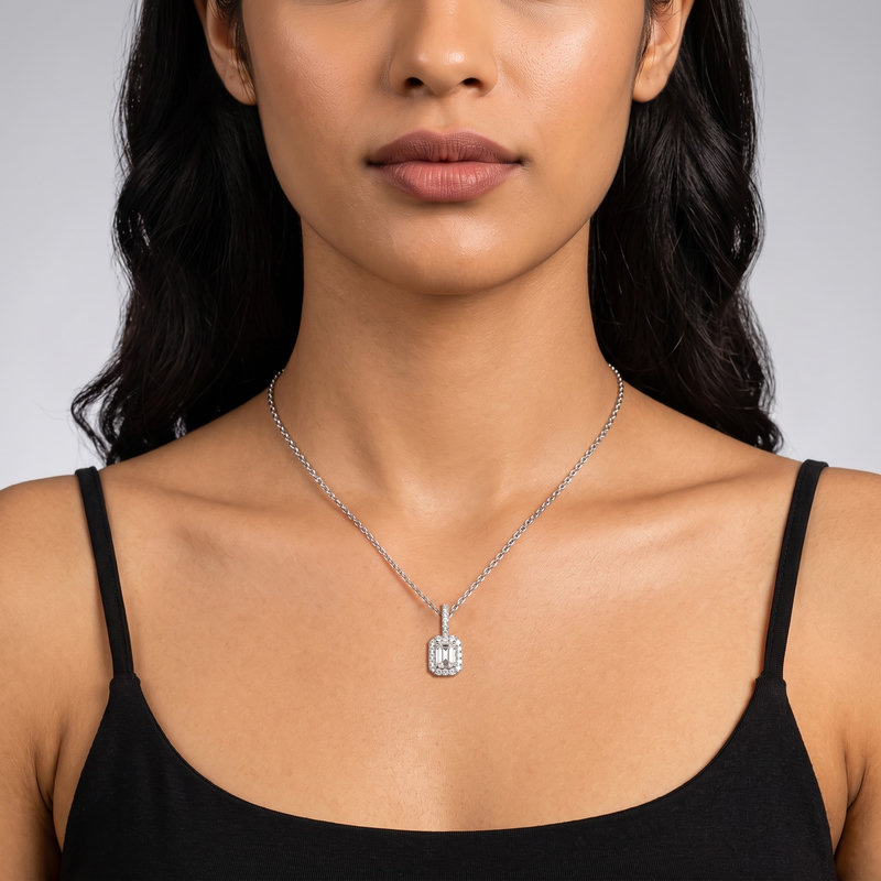 Emerald Halo Pendant Necklace — view 1 of 1