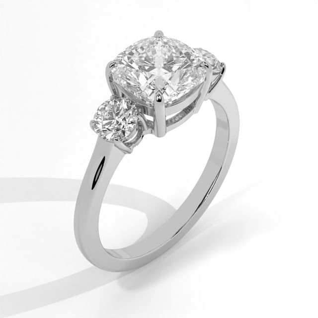 Three Stone Cushion Diamond Ring