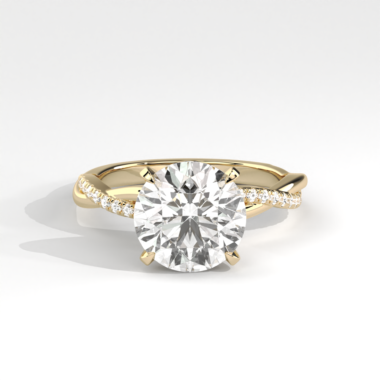 Twisted Pavé Solitaire Diamond Ring