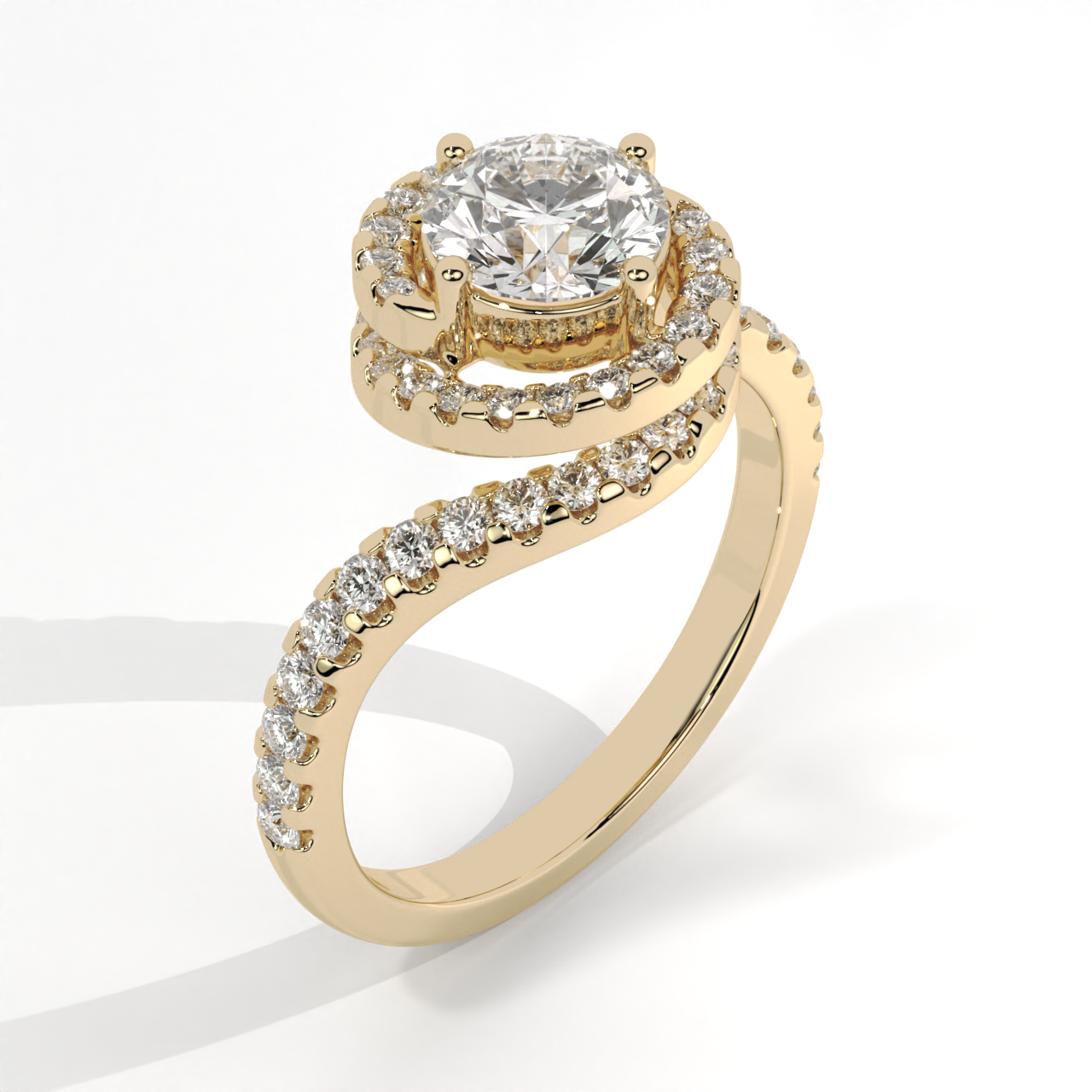 Radiant Swirl Diamond Halo Ring